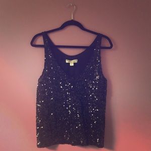 Black sequined tank top